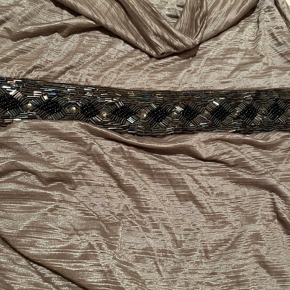 Pleone BY Anthropologie XL light Brown cowl neck top racerback sequin detail - Picture 11 of 14